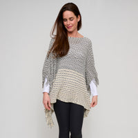 Chenille Knit Poncho Brielle Fringe One Size Wrap