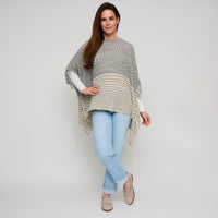 Chenille Knit Poncho Brielle Fringe One Size Wrap