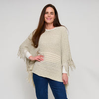Chenille Knit Poncho Brielle Fringe One Size Wrap