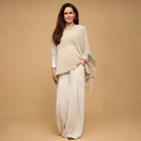 Chenille Knit Poncho Brielle Fringe One Size Wrap