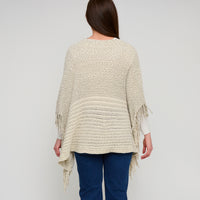 Chenille Knit Poncho Brielle Fringe One Size Wrap