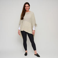 Chenille Knit Poncho Brielle Fringe One Size Wrap