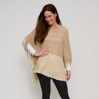 Chenille Knit Poncho Brielle Fringe One Size Wrap