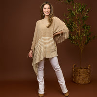 Chenille Knit Poncho Brielle Fringe One Size Wrap