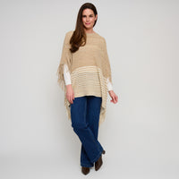 Chenille Knit Poncho Brielle Fringe One Size Wrap
