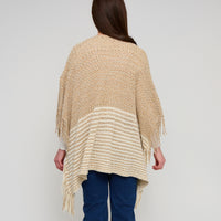 Chenille Knit Poncho Brielle Fringe One Size Wrap