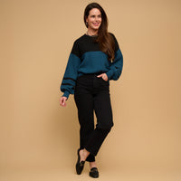 Color Block Sweater Balloon Sleeve Hayley Sweater