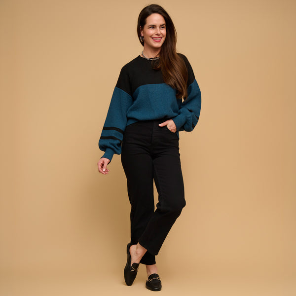 Color Block Sweater Balloon Sleeve Hayley Sweater