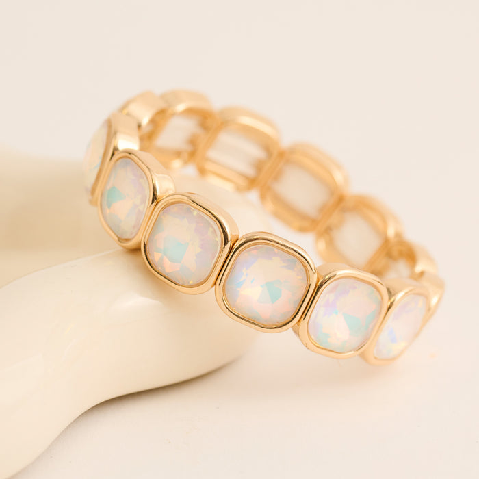 Statement Bracelet Marlowe Iridescent Crystal 6 3/4" Stretch