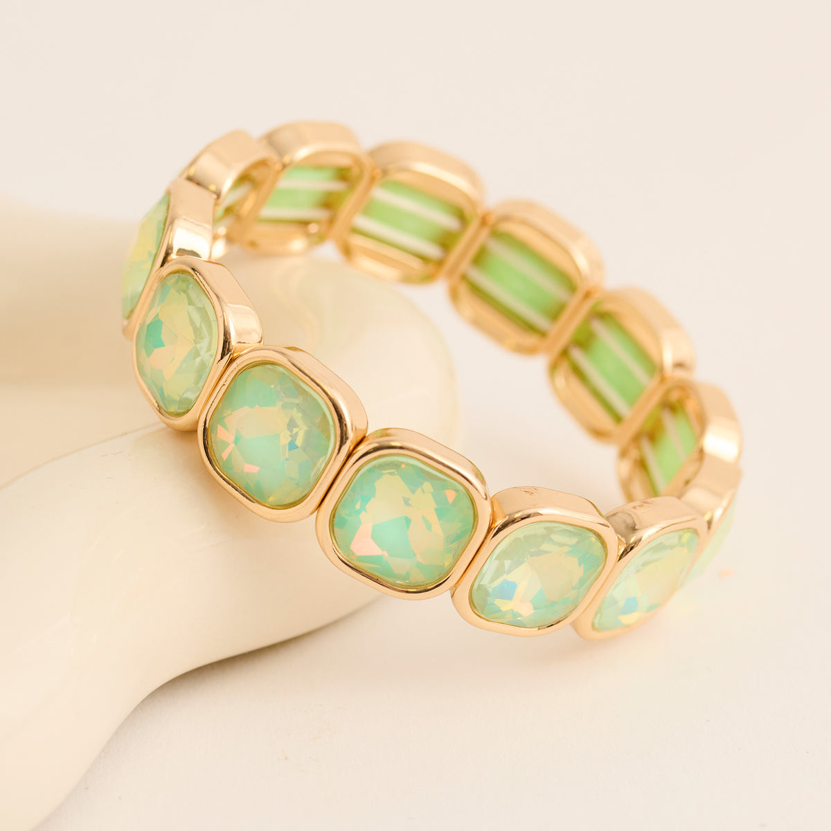 Statement Bracelet Marlowe Iridescent Crystal 6 3/4" Stretch