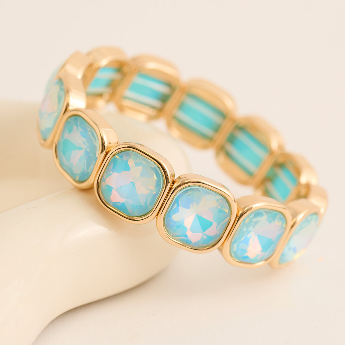 Statement Bracelet Marlowe Iridescent Crystal 6 3/4" Stretch