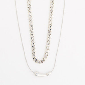 Layered Necklace Josephine 16" Chunky Chain Abstract Bead