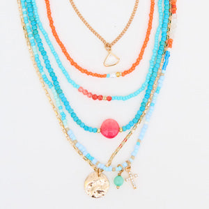 Layered Necklace Cassidy Genuine Stone 16" Charm Pendant