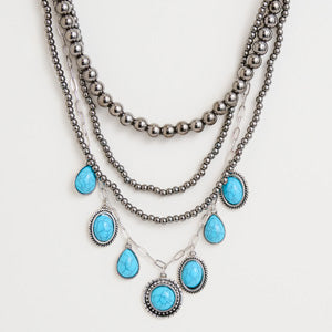 Layered Necklace Elise Chunky Bead 16" Charm Statement