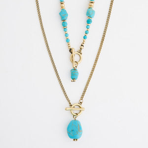 Layered Necklace Indie Turquoise 18" Toggle Pendant