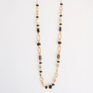 Long Necklace Cecily Mixed Media 32" Column Bead Fashion
