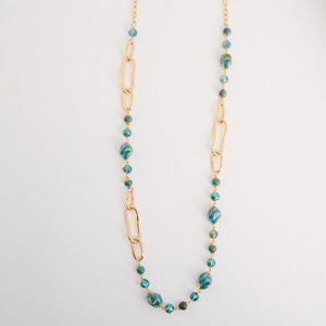 Long Necklace Lucille 32" Asymmetrical Beaded Statement