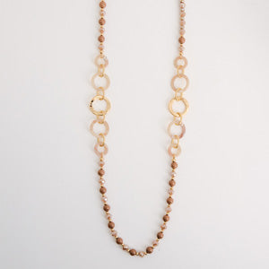 Long Necklace Kellie 37" Beaded Open Circle Swirl Link