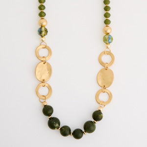 Statement Necklace Rosalie 19" Mixed Media Beaded Collar