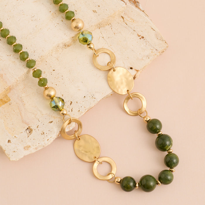Statement Necklace Rosalie 19" Mixed Media Beaded Collar