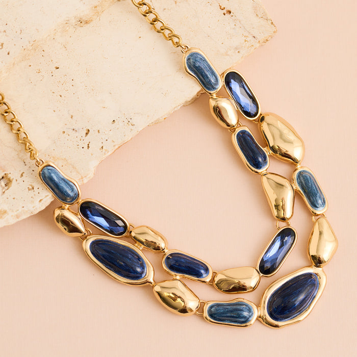 Statement Necklace Hollis 17" Double Layer Chunky