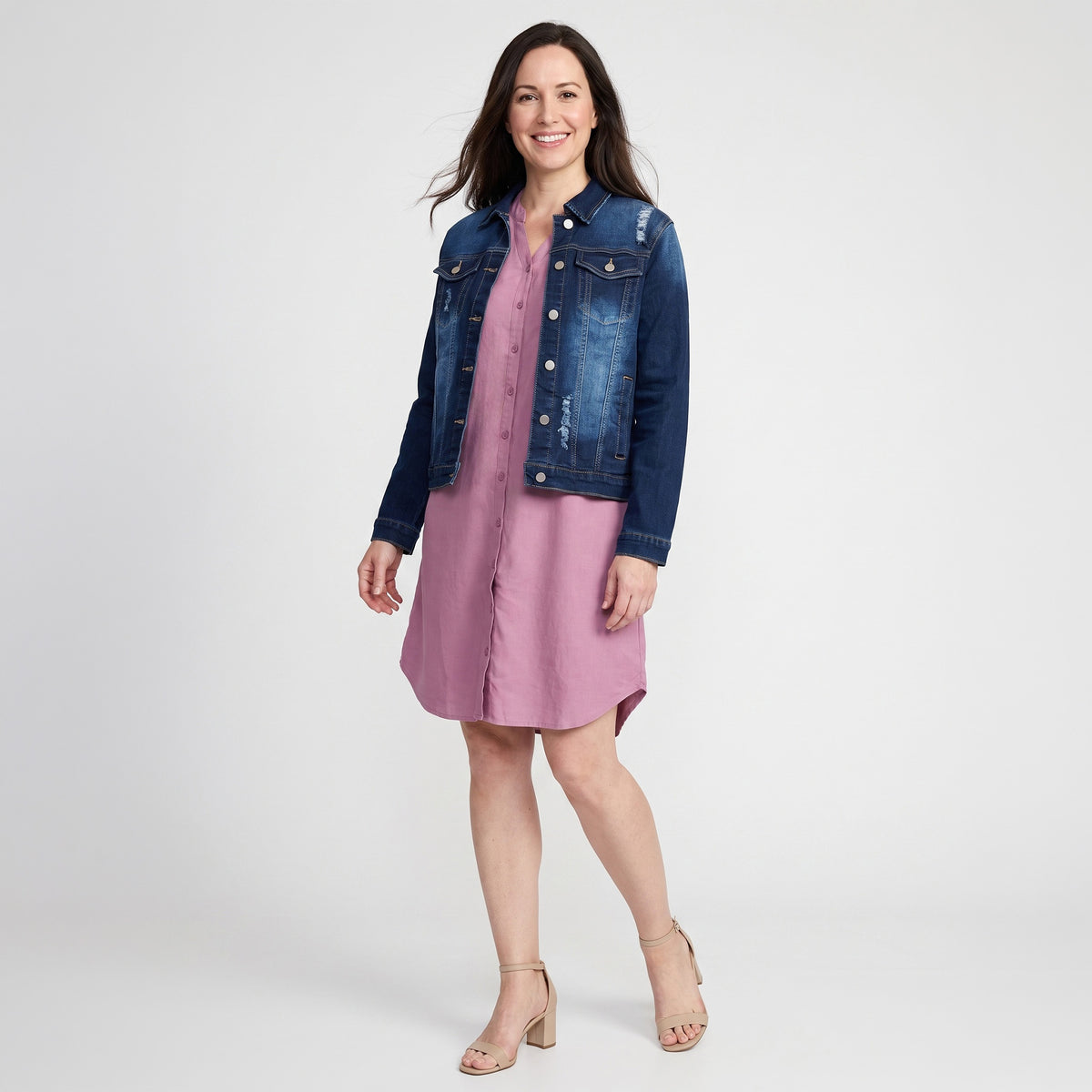 Shirt Dress Tatum Linen Blend Button Up Knee Length