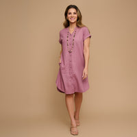 Shirt Dress Tatum Linen Blend Button Up Knee Length