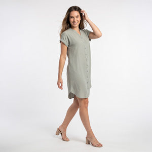 Shirt Dress Tatum Linen Blend Button Up Knee Length