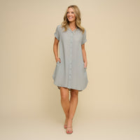 Shirt Dress Tatum Linen Blend Button Up Knee Length