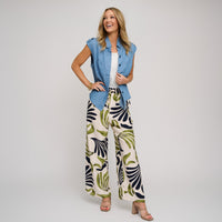 Wide Leg Pants Tora Printed Elastic Waist Drawstring