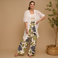 Wide Leg Pants Tora Printed Elastic Waist Drawstring