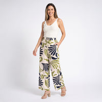 Wide Leg Pants Tora Printed Elastic Waist Drawstring