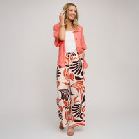 Wide Leg Pants Tora Printed Elastic Waist Drawstring