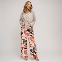 Wide Leg Pants Tora Printed Elastic Waist Drawstring