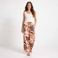 Wide Leg Pants Tora Printed Elastic Waist Drawstring