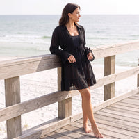 Cover Up Dress Kaya Sheer Tie Front Long Sleeve Resort