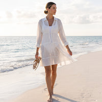 Cover Up Dress Kaya Sheer Tie Front Long Sleeve Resort