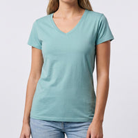 V-Neck T-Shirt Everyday Short Sleeve Stretch Basic Tee
