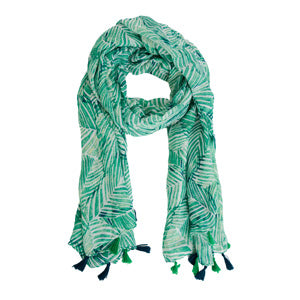 Lightweight Scarf Lanai Palm Print Tassel Fashion Wrap