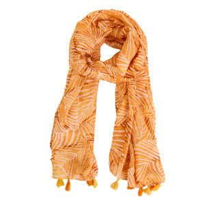 Lightweight Scarf Lanai Palm Print Tassel Fashion Wrap