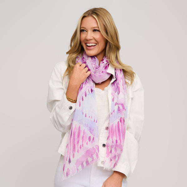 Lightweight Scarf Calypso Watercolor Mandala Print