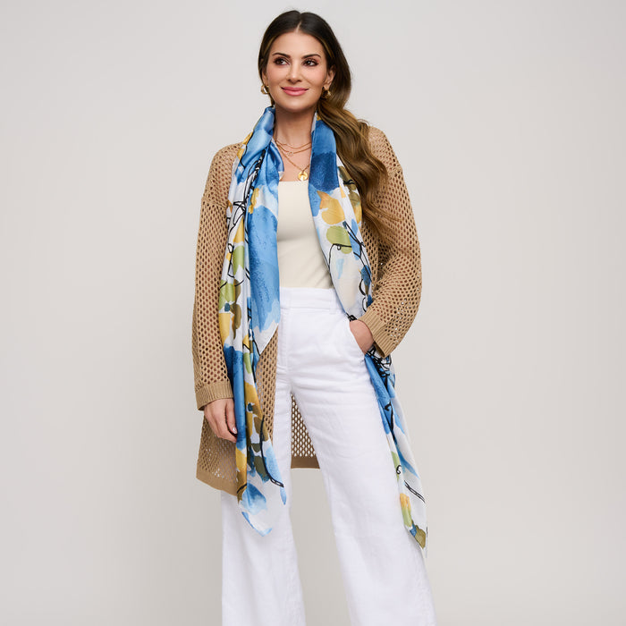 Scarf Abstract Floral Selene Silky Lightweight Fashion