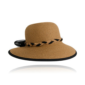Sunhat Wide Brim Bree Braided Bow Ponytail Cutout