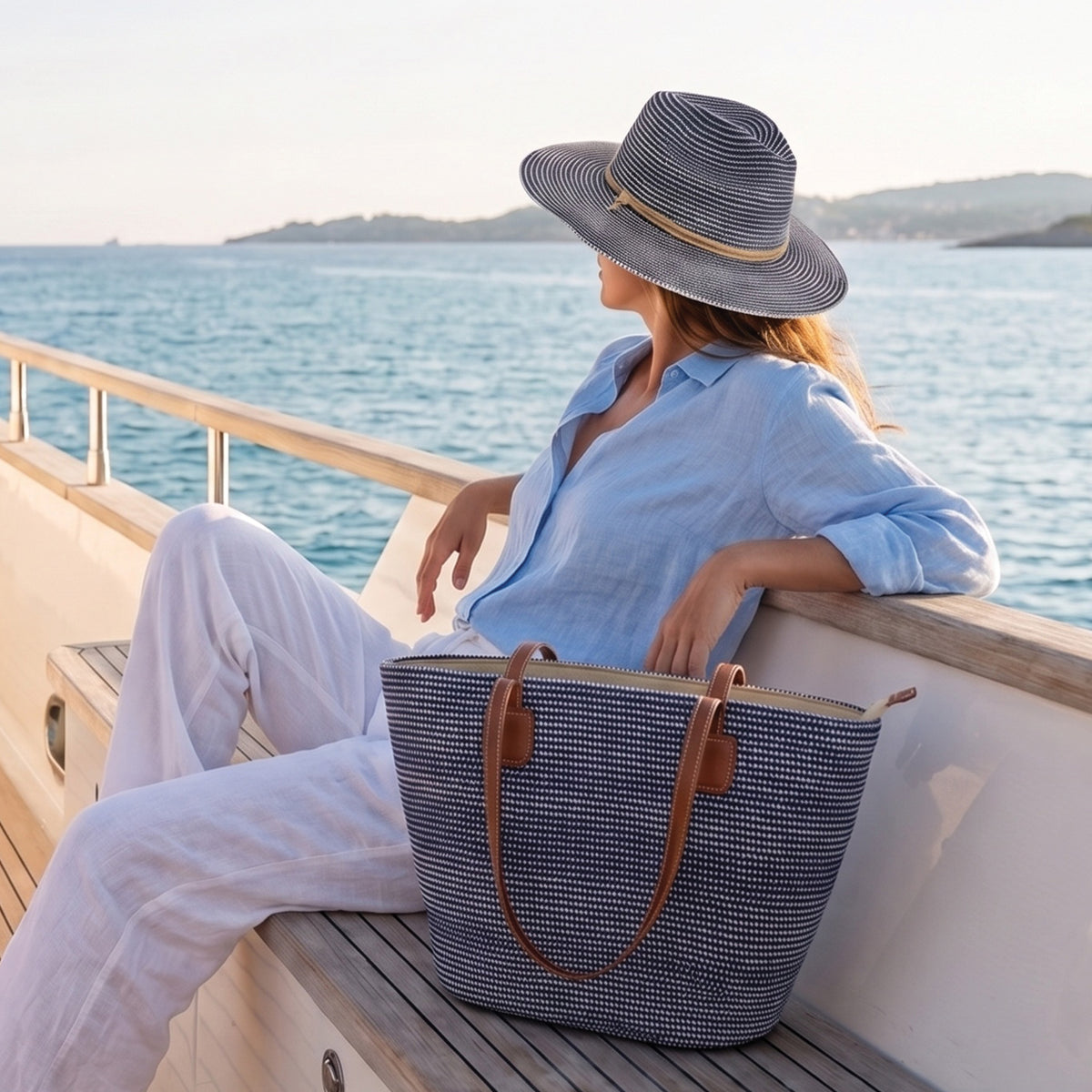 Safari Hat Riviera Textured Woven Adjustable Chin Strap