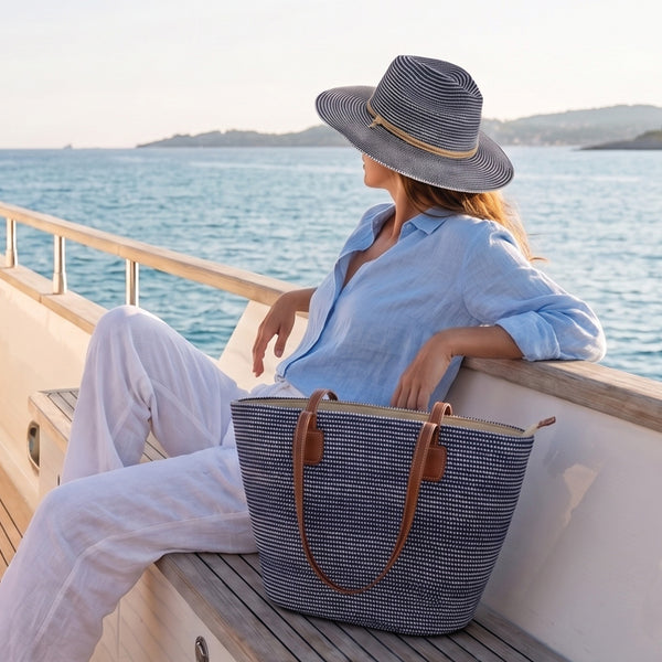 Safari Hat Riviera Textured Woven Adjustable Chin Strap