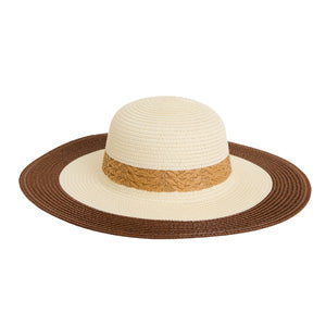 Sunhat Wide Brim Laguna Color Block Raffia Weave