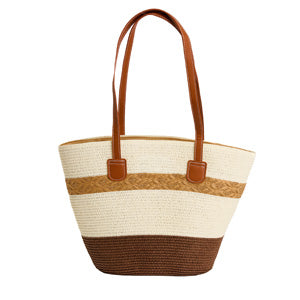 Beach Tote Laguna Color Block Raffia Weave