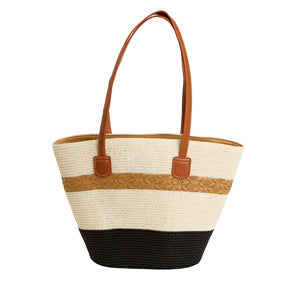 Beach Tote Laguna Color Block Raffia Weave
