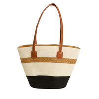 Beach Tote Laguna Color Block Raffia Weave