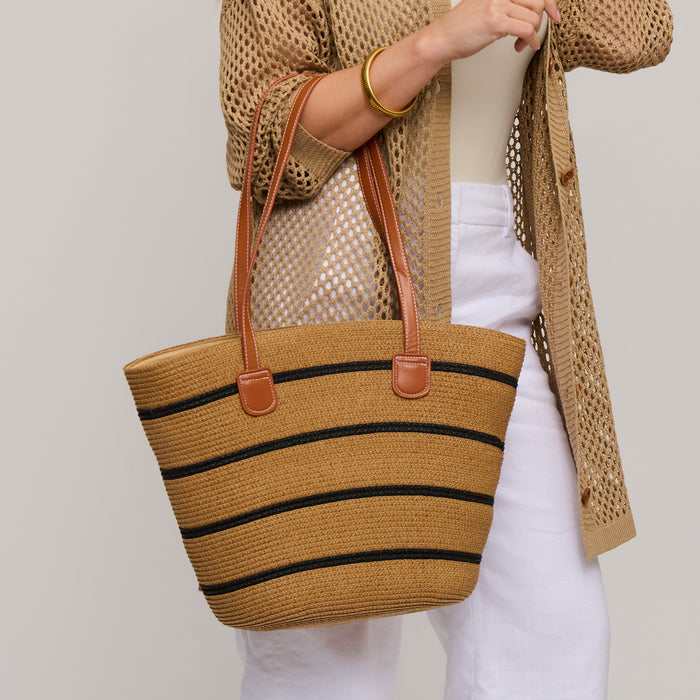 Beach Tote Venice Woven Striped Paper Summer Bag